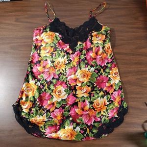 VINTAGE‎ Victoria's Secret Gold Tag 80's Floral Babydoll with Back Lace Size M